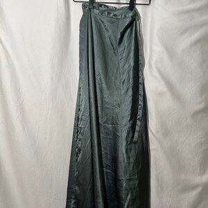 Sage Satin Wrap Skirt